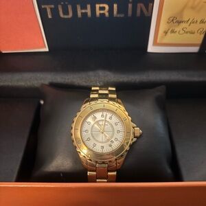 STUHRLING ORIGINAL Fusion 957S Quartz Gold Tone Bracelet Watch, with Box